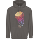 Colourful Jellyfish Ocean Life Mens 80% Cotton Hoodie Charcoal