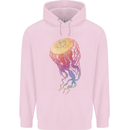 Colourful Jellyfish Ocean Life Mens 80% Cotton Hoodie Light Pink