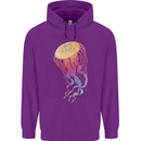 Colourful Jellyfish Ocean Life Mens 80% Cotton Hoodie Purple