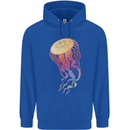 Colourful Jellyfish Ocean Life Mens 80% Cotton Hoodie Royal Blue