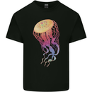 Colourful Jellyfish Ocean Life Mens Cotton T-Shirt Tee Top Black
