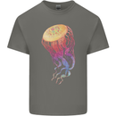 Colourful Jellyfish Ocean Life Mens Cotton T-Shirt Tee Top Charcoal