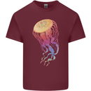Colourful Jellyfish Ocean Life Mens Cotton T-Shirt Tee Top Maroon
