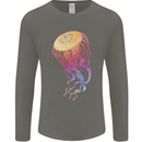 Colourful Jellyfish Ocean Life Mens Long Sleeve T-Shirt Charcoal