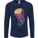 Colourful Jellyfish Ocean Life Mens Long Sleeve T-Shirt Navy Blue