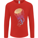 Colourful Jellyfish Ocean Life Mens Long Sleeve T-Shirt Red