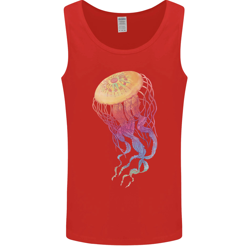 Colourful Jellyfish Ocean Life Mens Vest Tank Top Red
