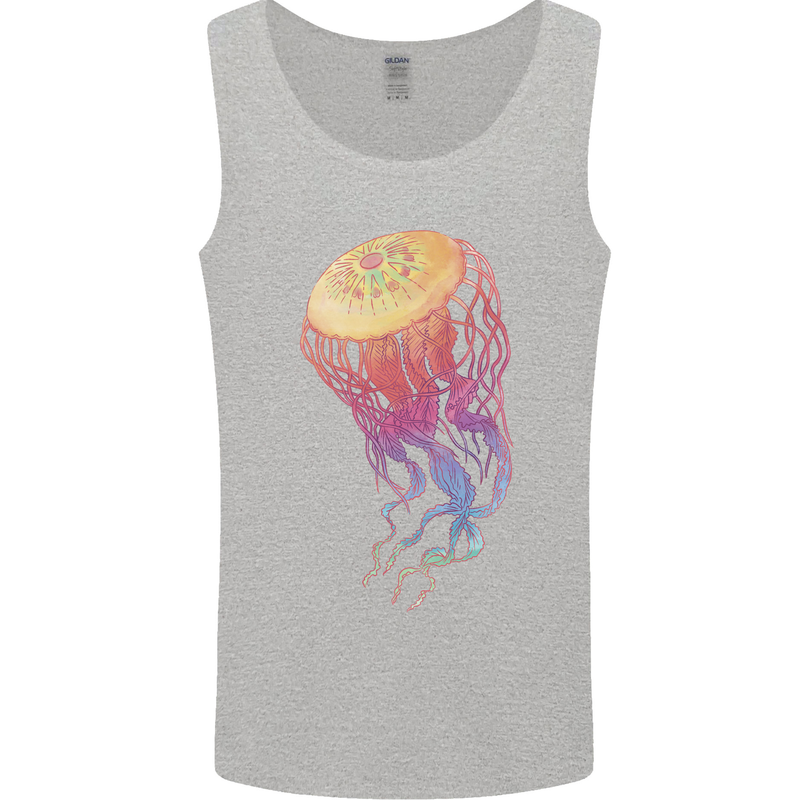Colourful Jellyfish Ocean Life Mens Vest Tank Top Sports Grey