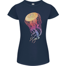Colourful Jellyfish Ocean Life Womens Petite Cut T-Shirt Navy Blue