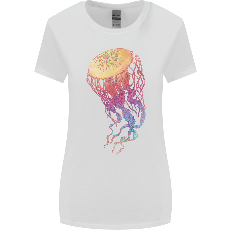 Colourful Jellyfish Ocean Life Womens Wider Cut T-Shirt White