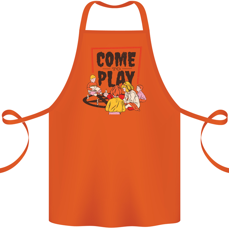 Come to Play Lets Summon Demons Ouija Board Cotton Apron 100% Organic Orange