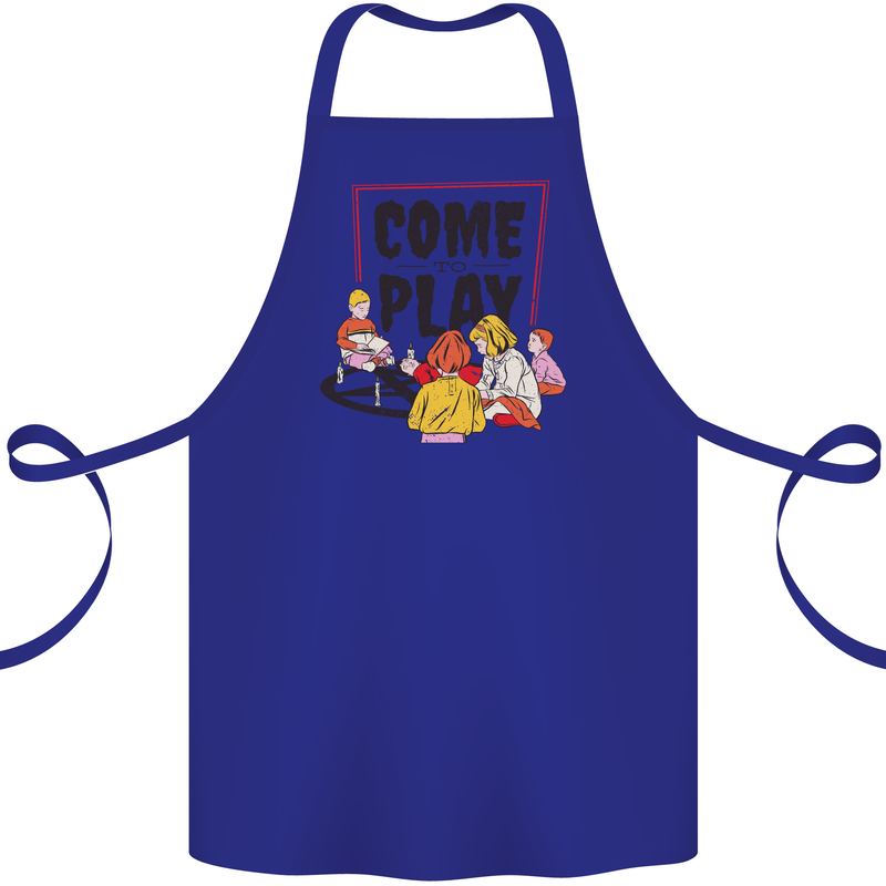 Come to Play Lets Summon Demons Ouija Board Cotton Apron 100% Organic Royal Blue