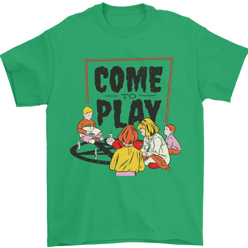 Come to Play Lets Summon Demons Ouija Board Mens T-Shirt Cotton Gildan Irish Green