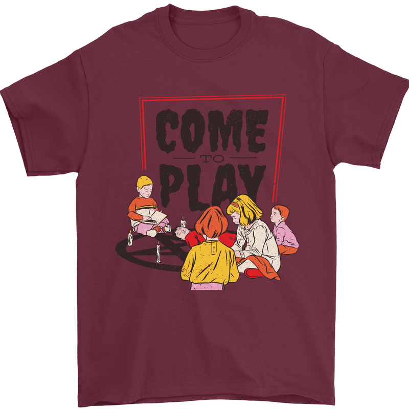 Come to Play Lets Summon Demons Ouija Board Mens T-Shirt Cotton Gildan Maroon
