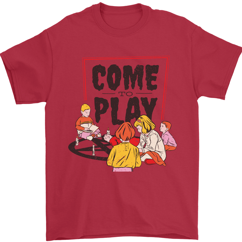 Come to Play Lets Summon Demons Ouija Board Mens T-Shirt Cotton Gildan Red