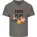 Come to Play Lets Summon Demons Ouija Board Mens V-Neck Cotton T-Shirt Charcoal