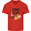 Come to Play Lets Summon Demons Ouija Board Mens V-Neck Cotton T-Shirt Red