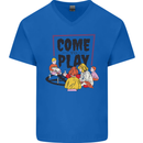 Come to Play Lets Summon Demons Ouija Board Mens V-Neck Cotton T-Shirt Royal Blue