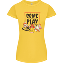 Come to Play Lets Summon Demons Ouija Board Womens Petite Cut T-Shirt Yellow