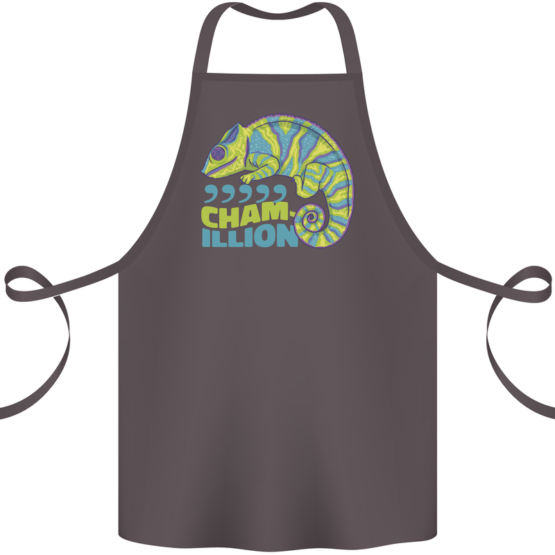 Comma Chameleon Funny Lizard Cotton Apron 100% Organic Dark Grey