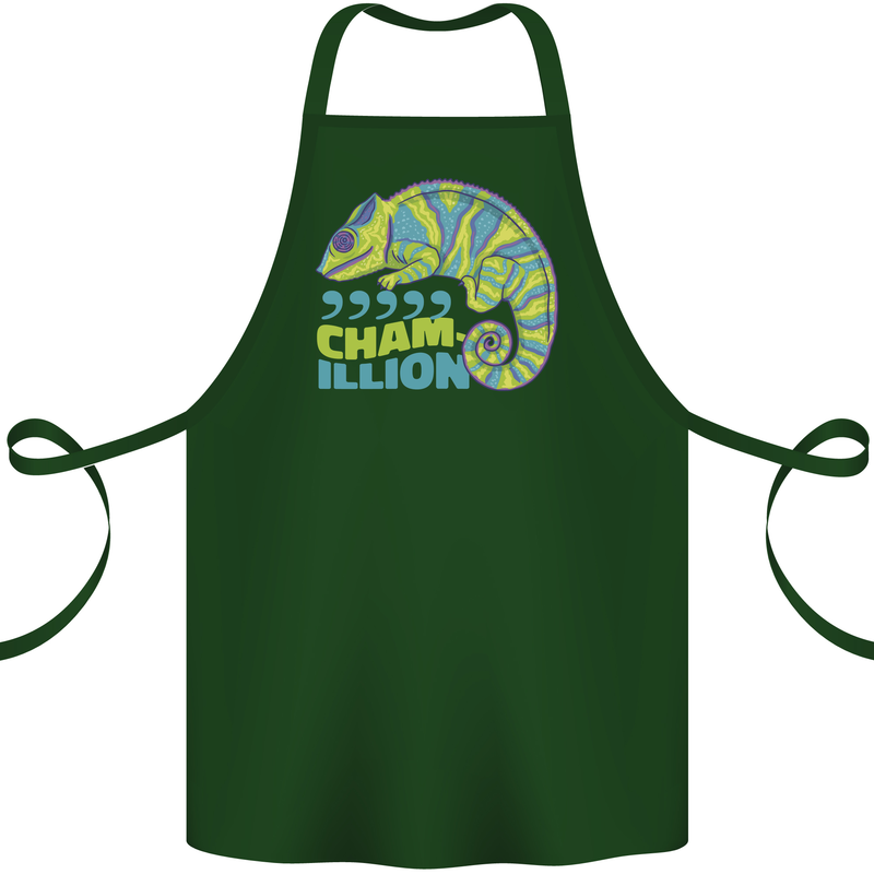 Comma Chameleon Funny Lizard Cotton Apron 100% Organic Forest Green