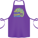 Comma Chameleon Funny Lizard Cotton Apron 100% Organic Purple