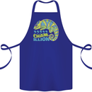 Comma Chameleon Funny Lizard Cotton Apron 100% Organic Royal Blue