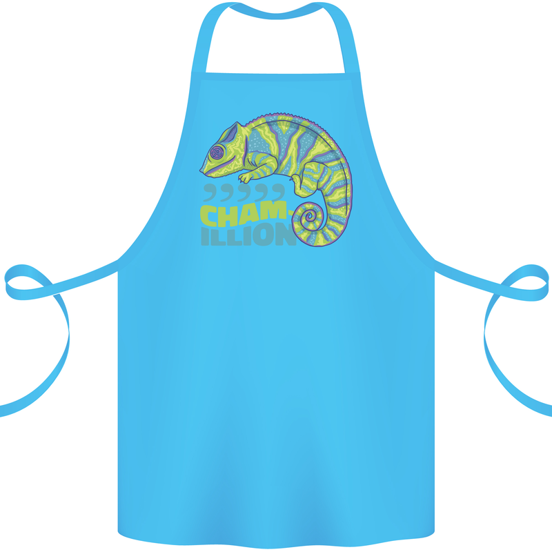 Comma Chameleon Funny Lizard Cotton Apron 100% Organic Turquoise