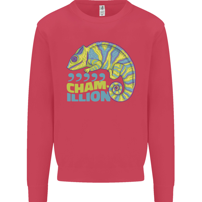 Comma Chameleon Funny Lizard Kids Sweatshirt Jumper Heliconia