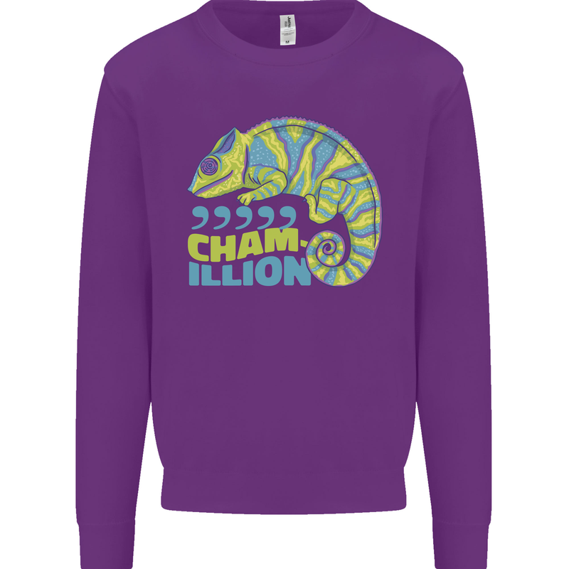 Comma Chameleon Funny Lizard Kids Sweatshirt Jumper Purple