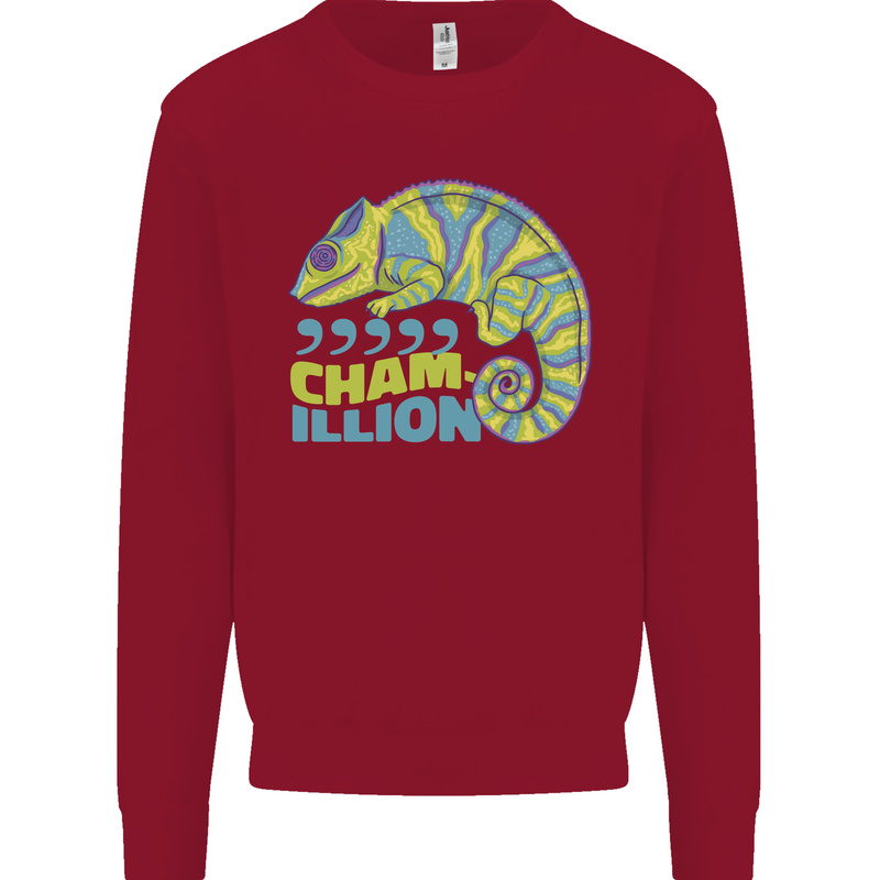 Comma Chameleon Funny Lizard Kids Sweatshirt Jumper Red