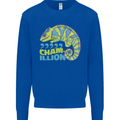 Comma Chameleon Funny Lizard Kids Sweatshirt Jumper Royal Blue