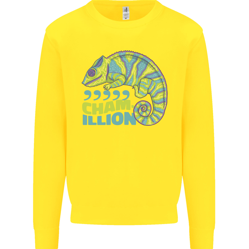 Comma Chameleon Funny Lizard Kids Sweatshirt Jumper Yellow