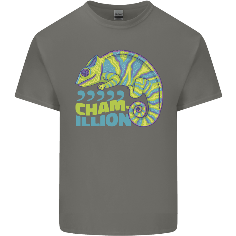 Comma Chameleon Funny Lizard Kids T-Shirt Childrens Charcoal