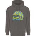 Comma Chameleon Funny Lizard Mens 80% Cotton Hoodie Charcoal