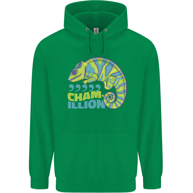 Comma Chameleon Funny Lizard Mens 80% Cotton Hoodie Irish Green