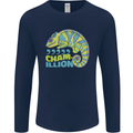 Comma Chameleon Funny Lizard Mens Long Sleeve T-Shirt Navy Blue