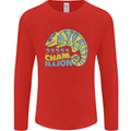 Comma Chameleon Funny Lizard Mens Long Sleeve T-Shirt Red
