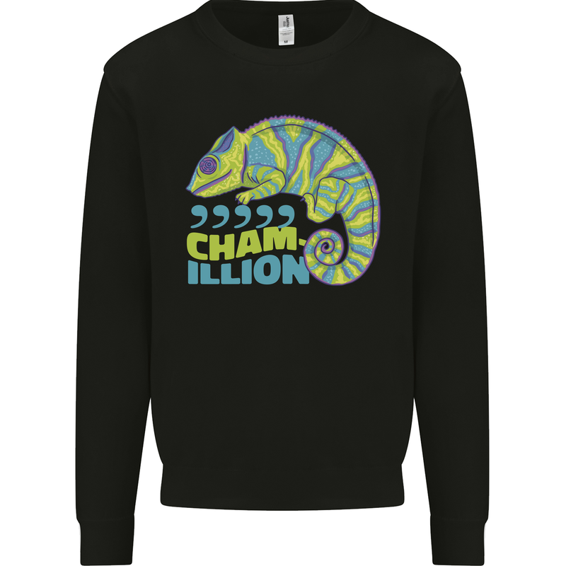 Comma Chameleon Funny Lizard Mens Sweatshirt Jumper Black