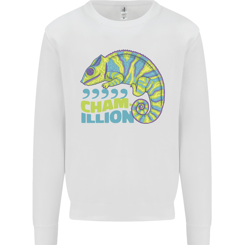 Comma Chameleon Funny Lizard Mens Sweatshirt Jumper White