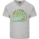 Comma Chameleon Funny Lizard Mens V-Neck Cotton T-Shirt Sports Grey