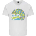 Comma Chameleon Funny Lizard Mens V-Neck Cotton T-Shirt White