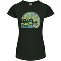 Comma Chameleon Funny Lizard Womens Petite Cut T-Shirt Black