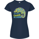 Comma Chameleon Funny Lizard Womens Petite Cut T-Shirt Navy Blue