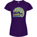 Comma Chameleon Funny Lizard Womens Petite Cut T-Shirt Purple