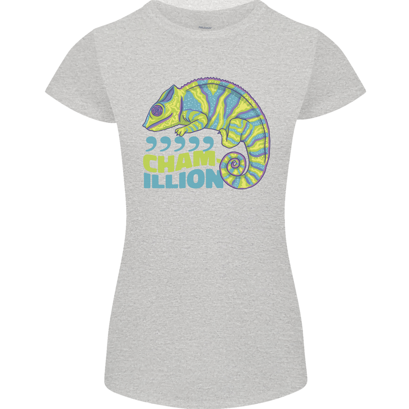 Comma Chameleon Funny Lizard Womens Petite Cut T-Shirt Sports Grey