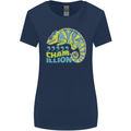 Comma Chameleon Funny Lizard Womens Wider Cut T-Shirt Navy Blue