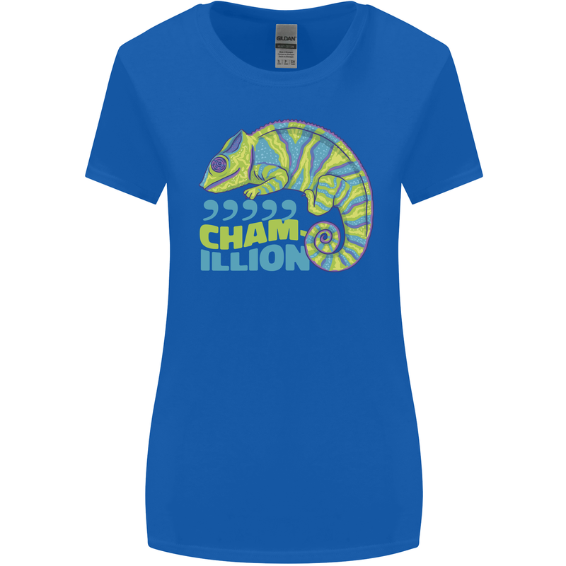 Comma Chameleon Funny Lizard Womens Wider Cut T-Shirt Royal Blue