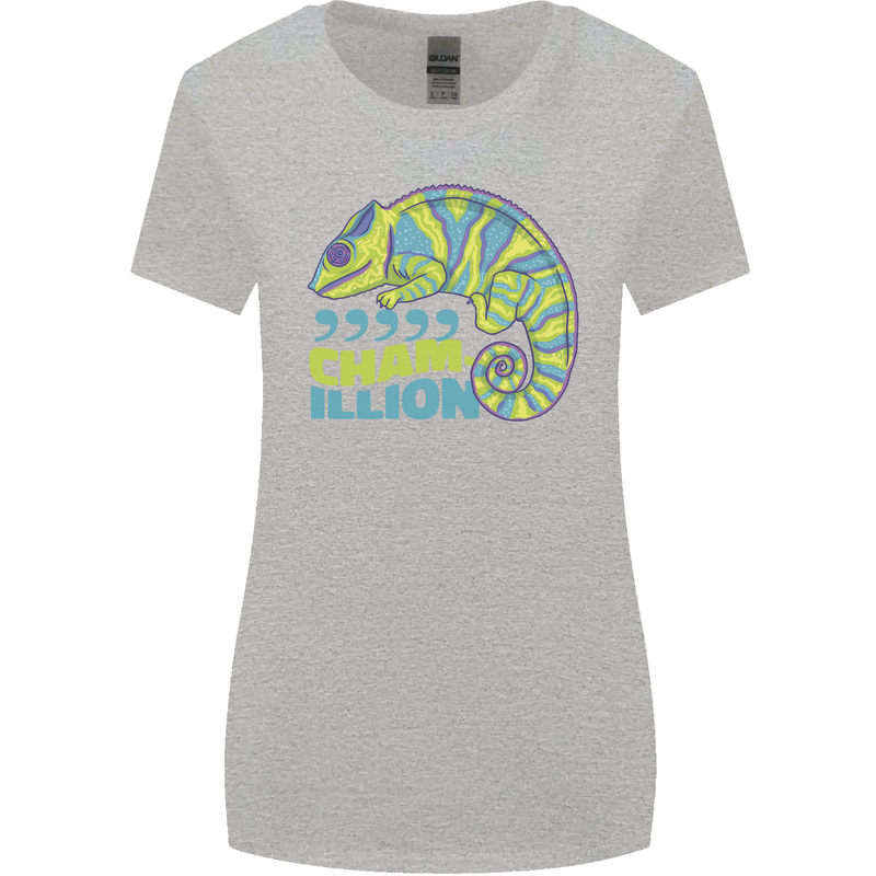Comma Chameleon Funny Lizard Womens Wider Cut T-Shirt Sports Grey