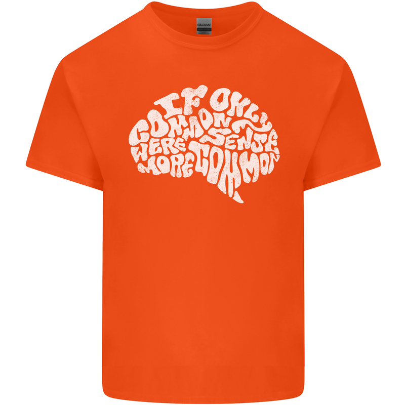 Common Sense Brain Funny Sarcasm Slogan Kids T-Shirt Childrens Orange